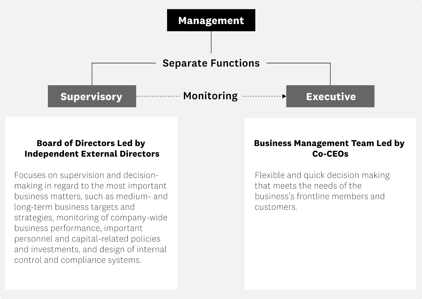 Responsibilities of Directors and Delegation to Management Team